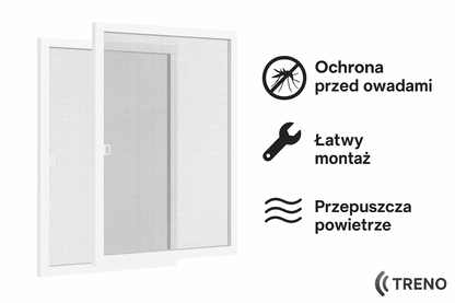 MOSKITIERA OKIENNA 128x76 cm BIAŁA | GOTOWA DO MONTAŻU | OCHRONA PRZED OWADAMI
