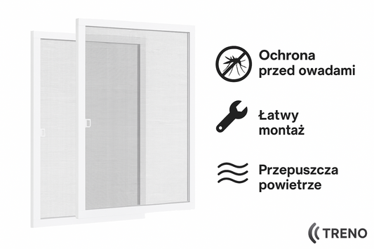 MOSKITIERA OKIENNA 110cm x 62 cm BIAŁA | GOTOWA DO MONTAŻU | OCHRONA PRZED OWADAMI